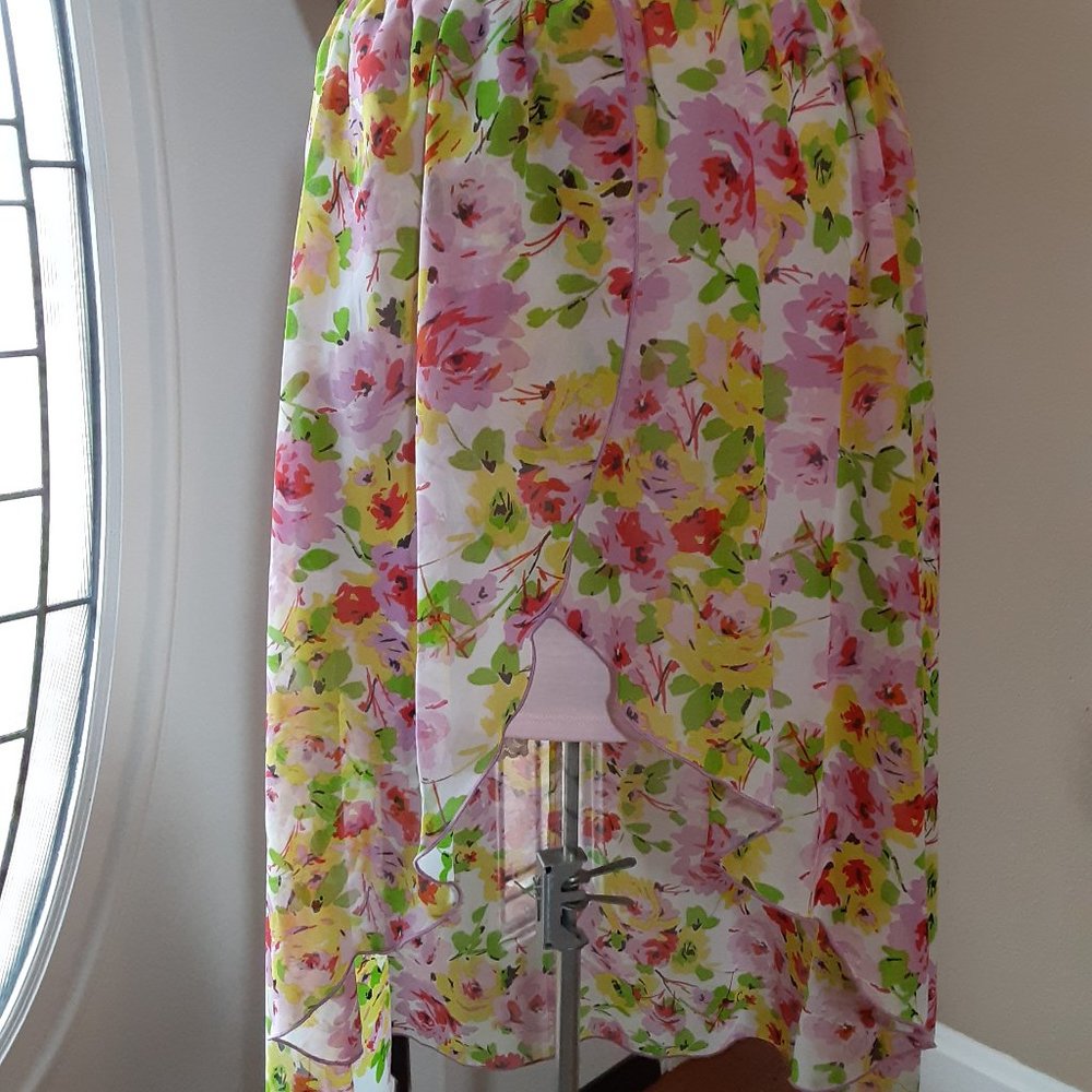 VTG Style D-SIGNED SKIRT Pink Floral Size XL